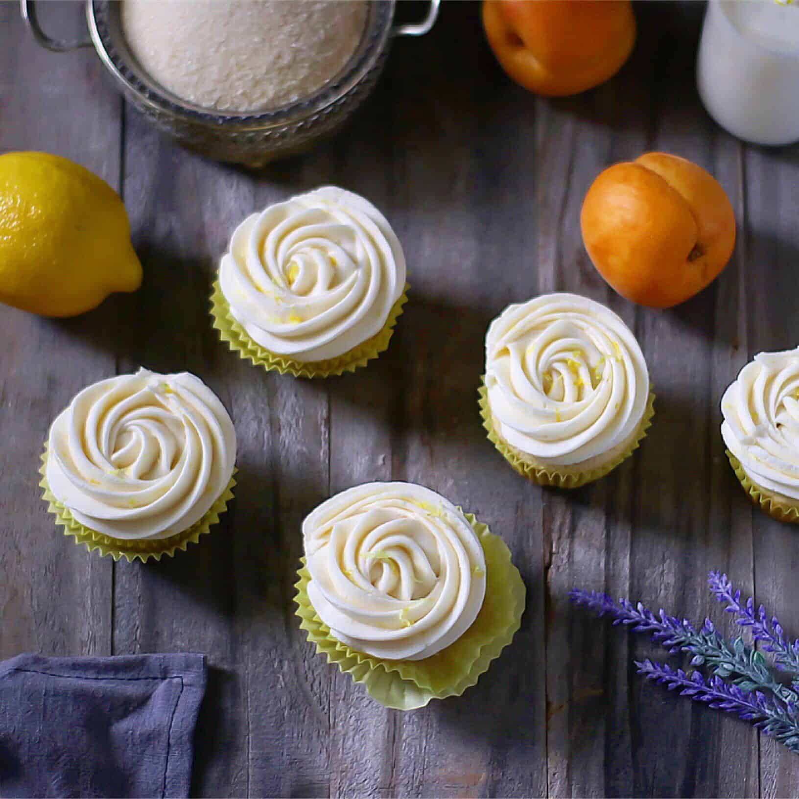 Lemon Apricot Nectar Cupcakes