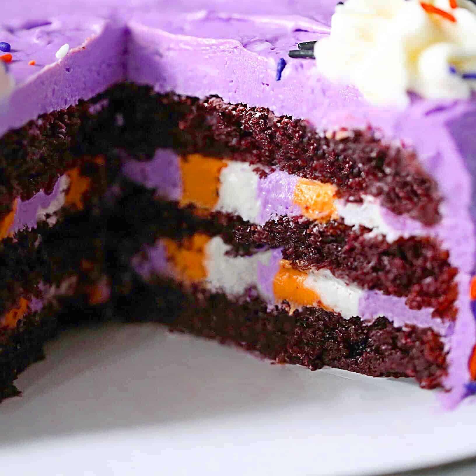 grain free spooky purple velvet cake