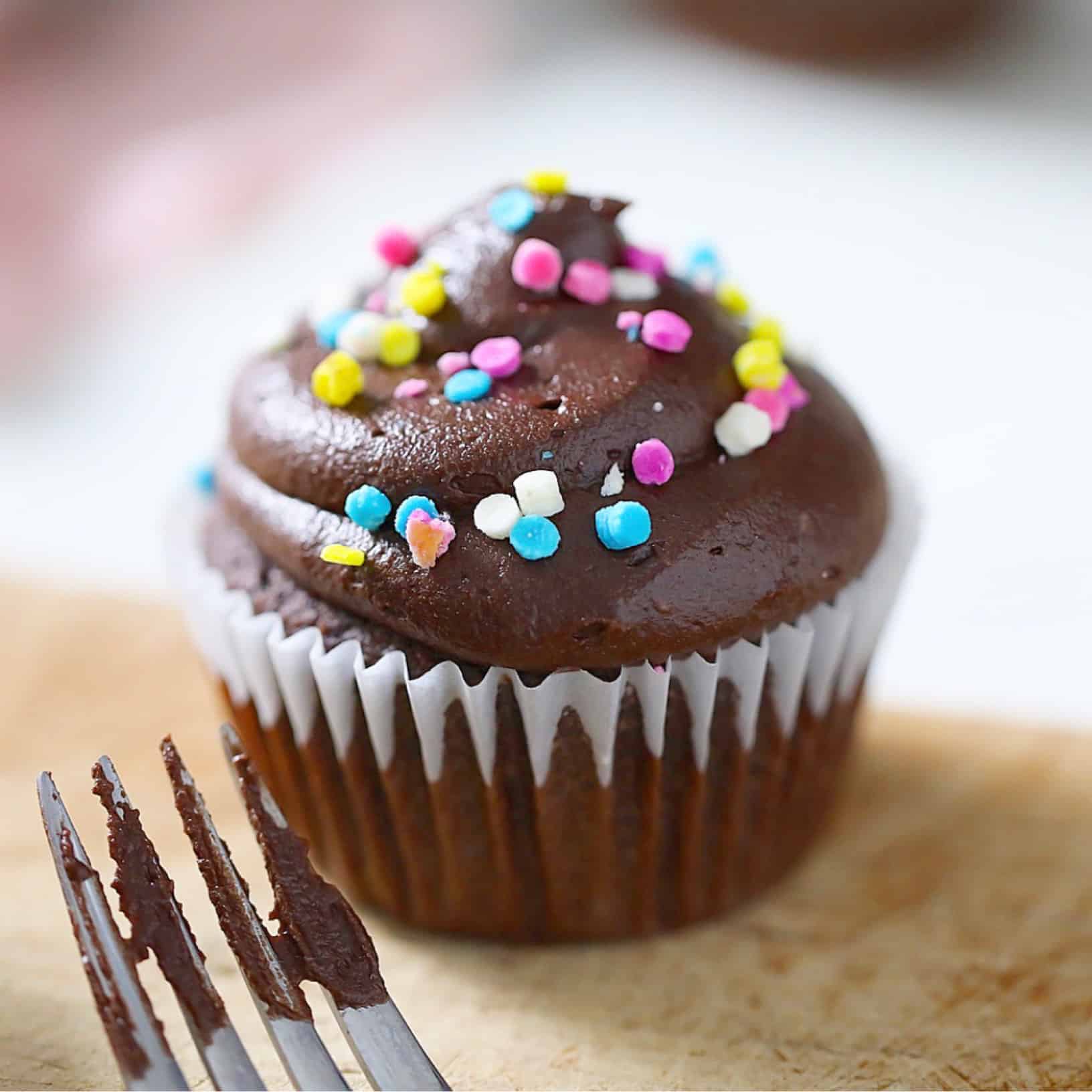 keto chocolate frosted cupcake
