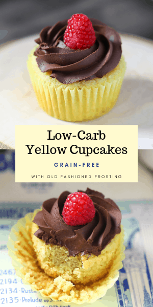 Low-Carb Yellow Cupcakes with Chocolate Frosting