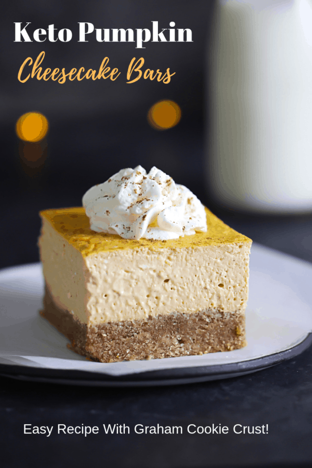 Keto Pumpkin Cheesecake Bars W/ Graham Crust