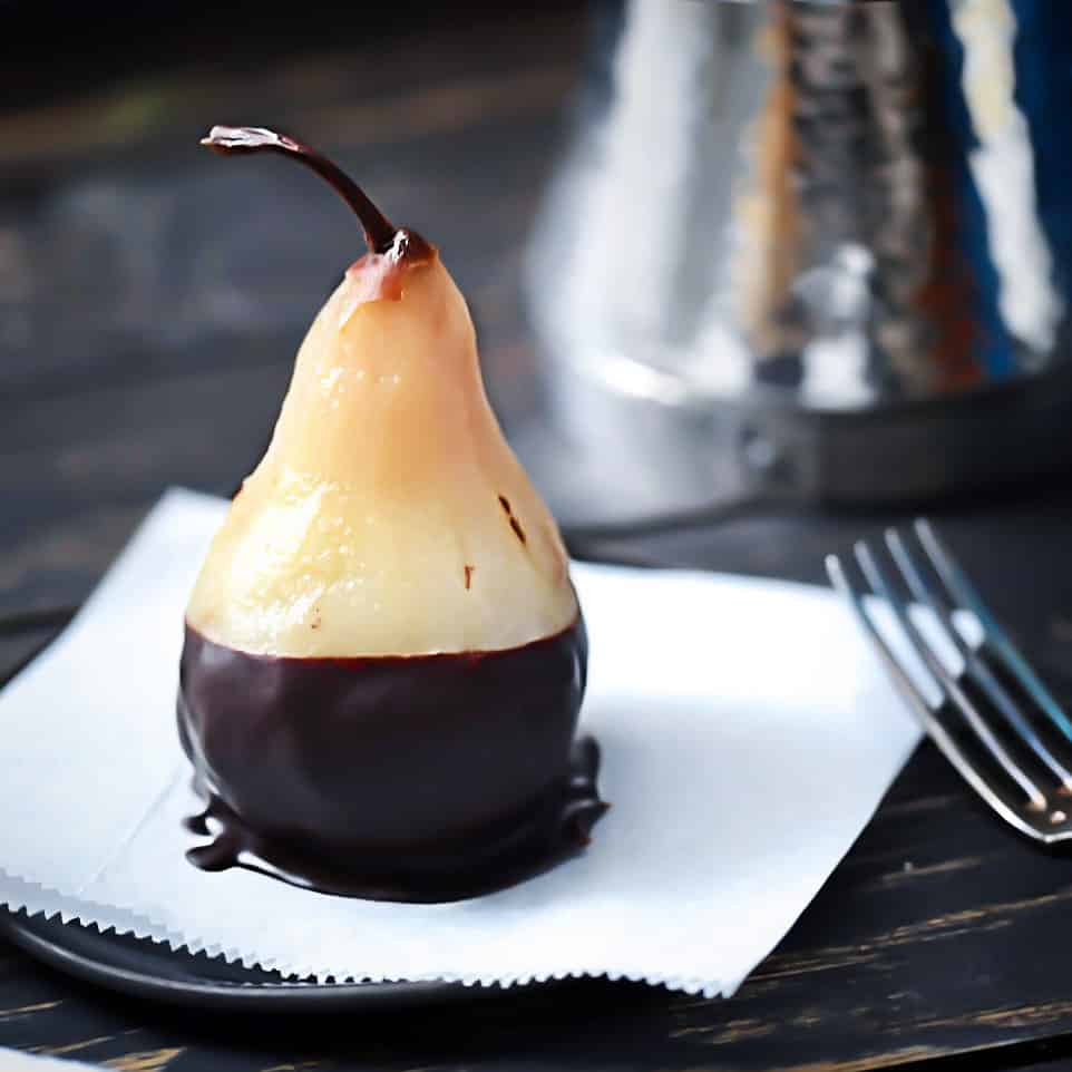 Single Brandy Poached Pear in chocolate