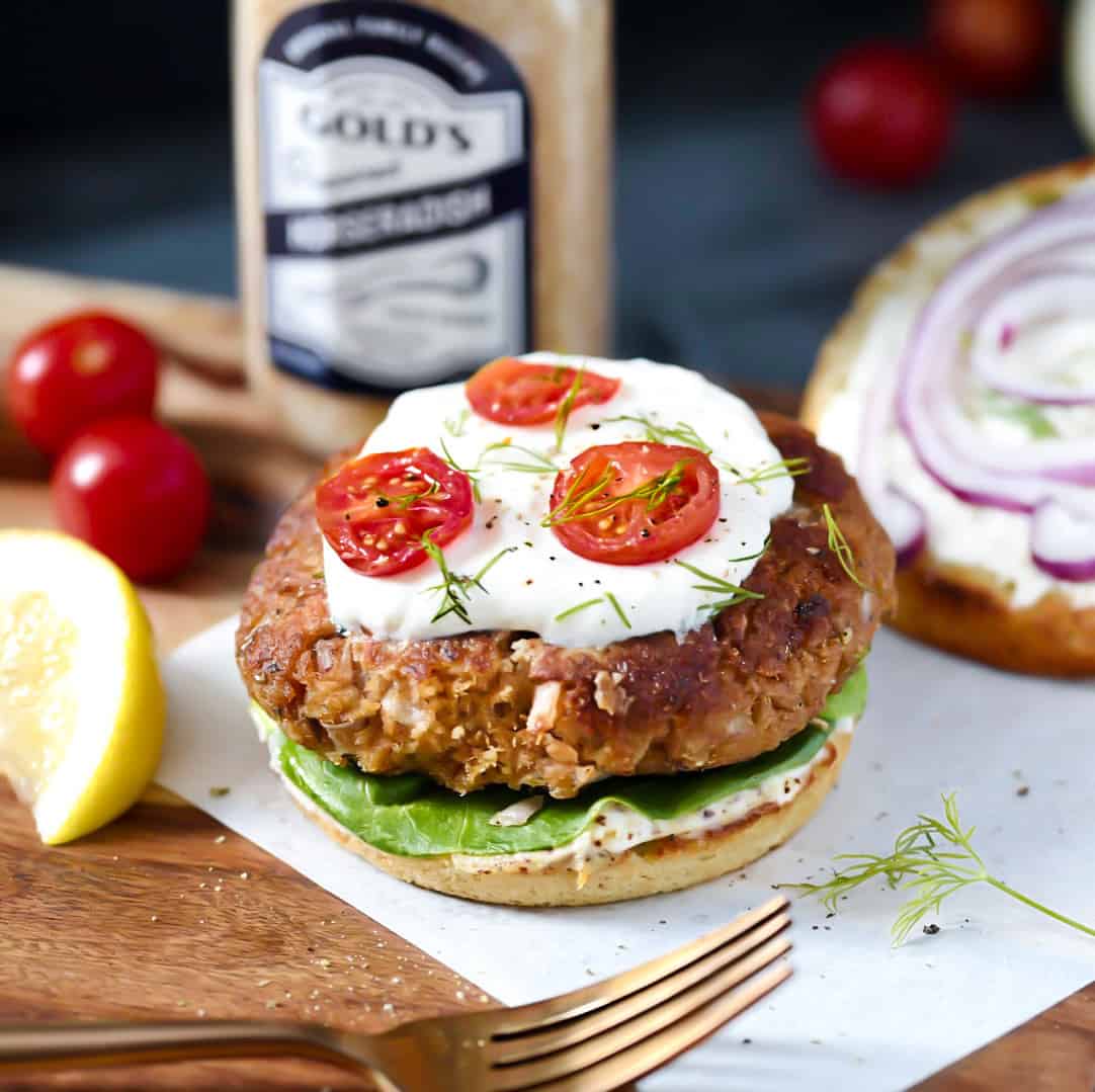 Salmon Burgers With Cherry Tomatoes