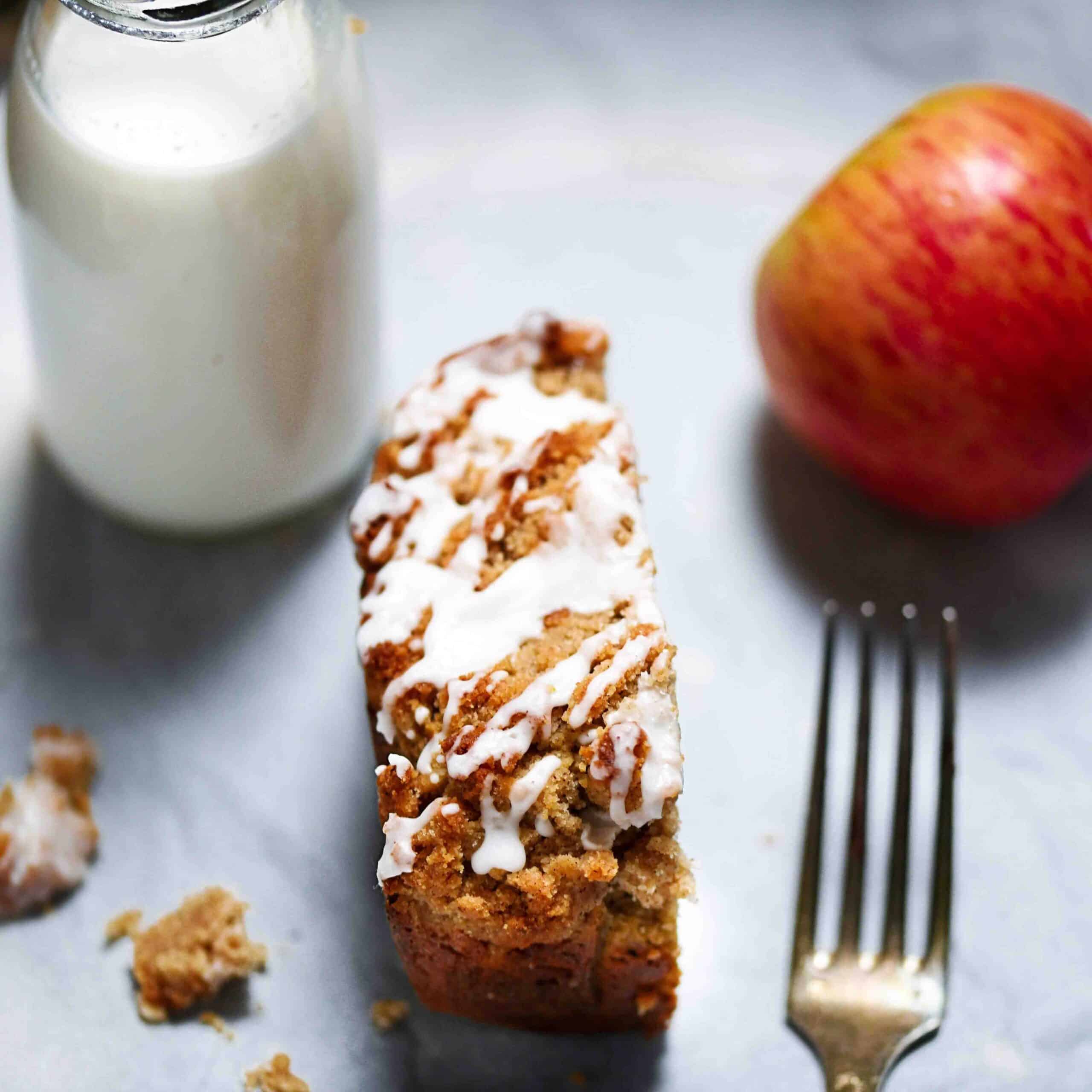 Low-Carb Apple Crumble Bread Slice Overhead