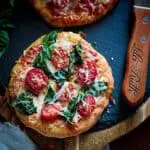 gluten-free, low-carb pizza with spinach