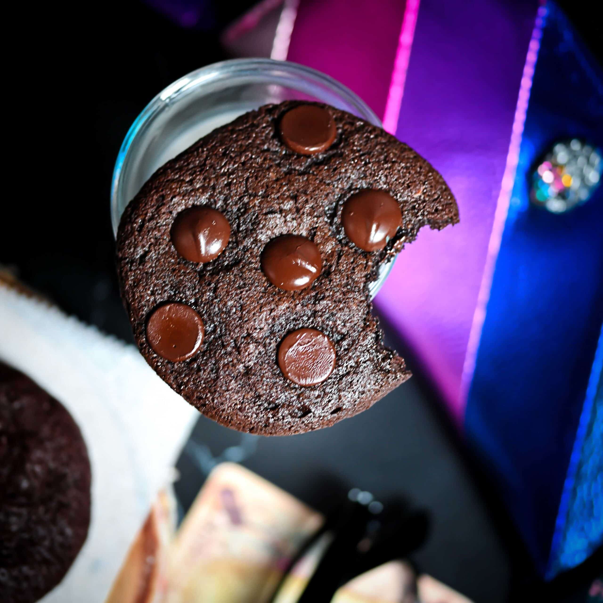 Overhead photo of gluten-free, paleo chocolate brownie cookies